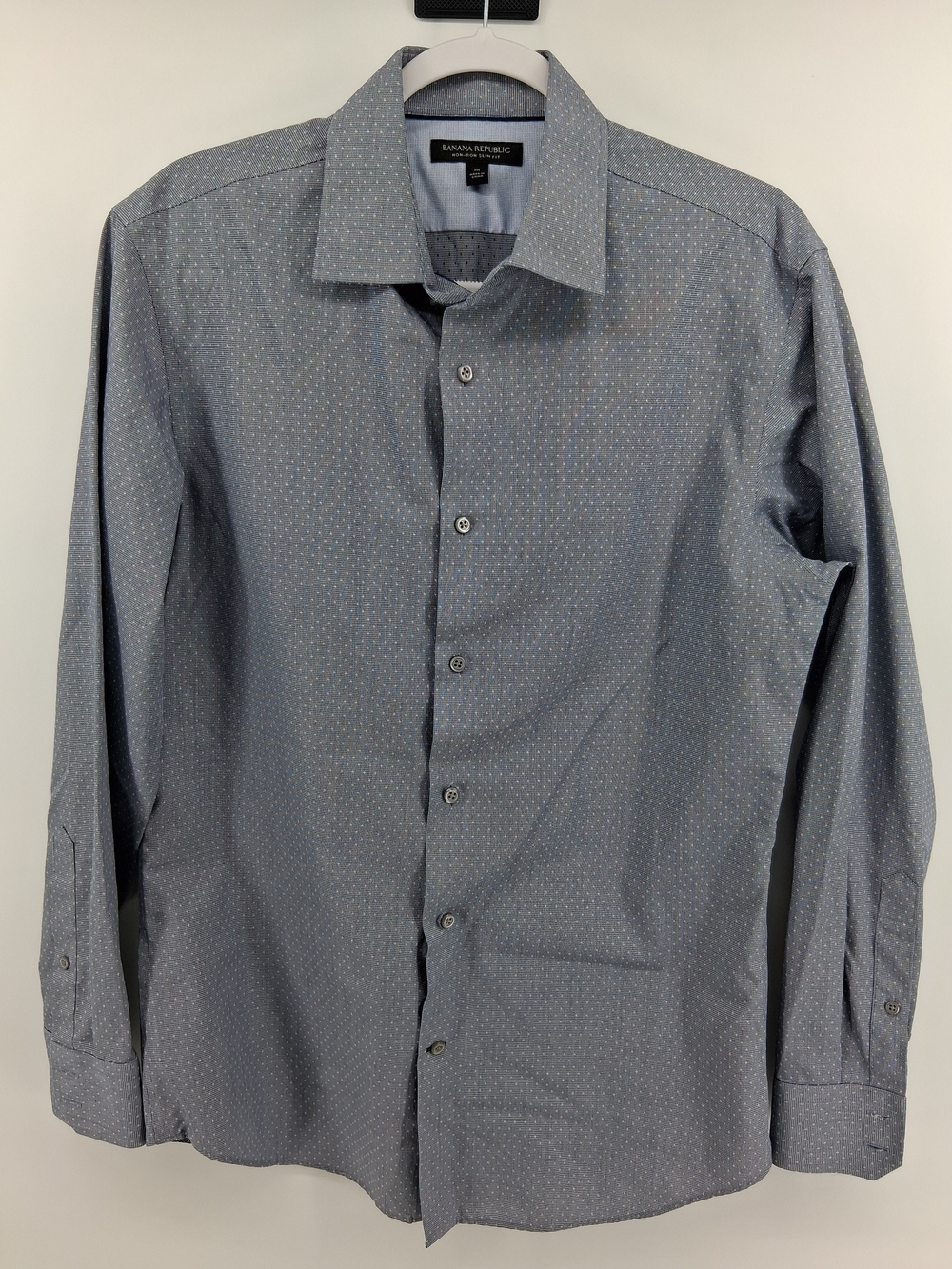 Banana Republic Blue Micro-Dot Spread Collar Dress Shirt